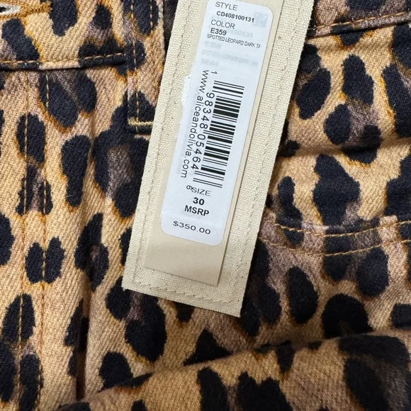 NWT Alice + Olivia Leopard Print Wide-Leg Wezzy Jeans size 30 - Picture 14 of 16